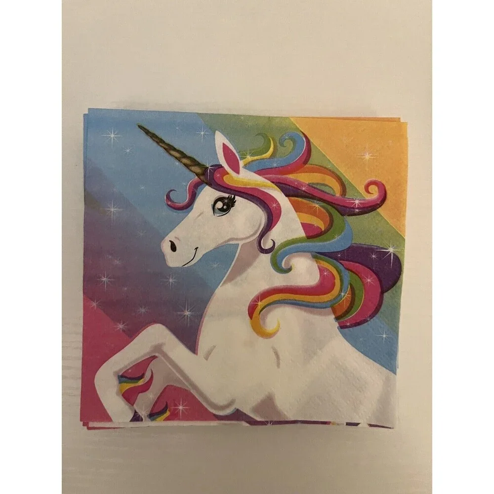 Unicorn Rainbow Party Pack for 16 People | Cake Plates & Napkins